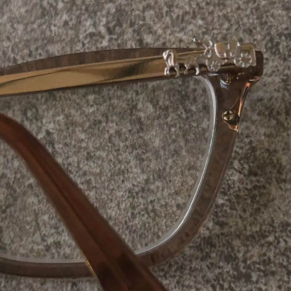 Coach HC6146U Eyeglass Frames and case Transparent brown butterfly silhouette
